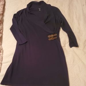 Chaps 2x Navy Blue Wrap Sweater Dress